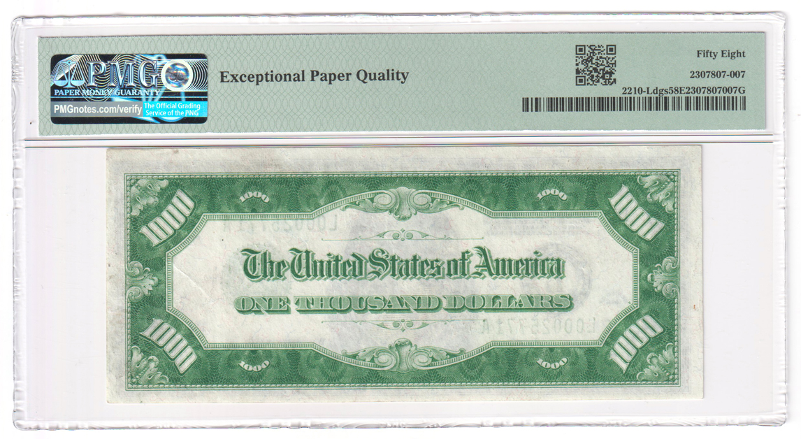 1928 $1,000 San Francisco Fr# 2210-Ldgs - PMG AU-58 EPQ