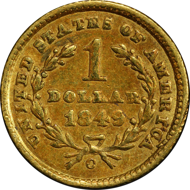 1849-C Closed Wreath PCGS AU details/scratch