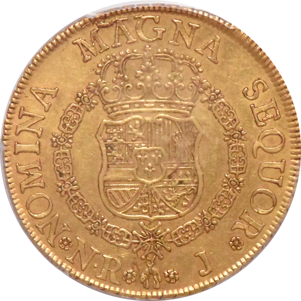 Colombia - 1757-NR J 8 escudos - PCGS AU-50