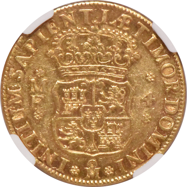 Mexico - 1741-MO MF 4 escudos- NGC AU-50