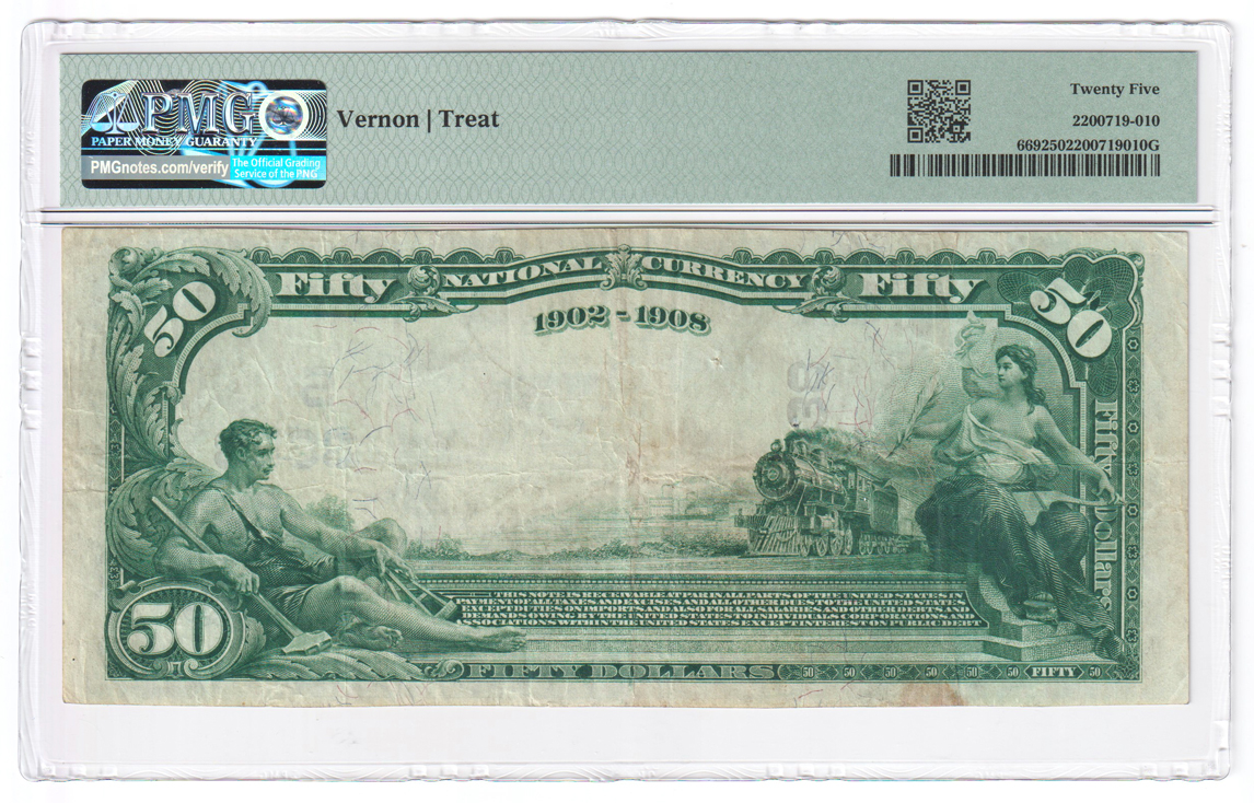 1902 $50 Blue Seal Date Back - Paris, TX Charter #3638 - PMG VF-25