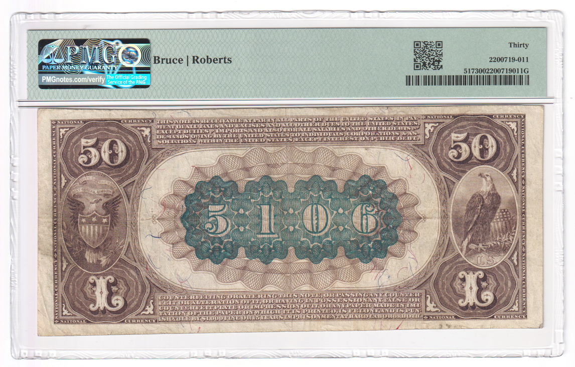 1882 $50 Brown Back - Chicago, IL Charter #5106 - PMG VF-30
