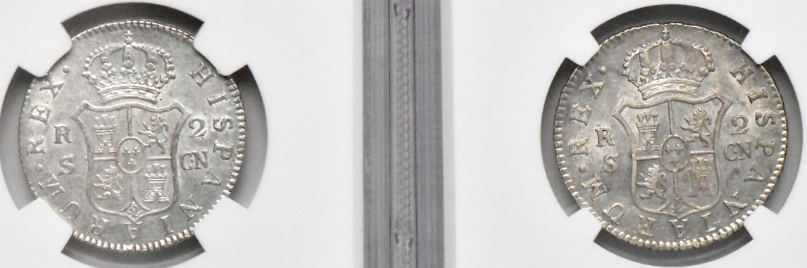 Spain - Four 2 reales, all NGC AU-58
