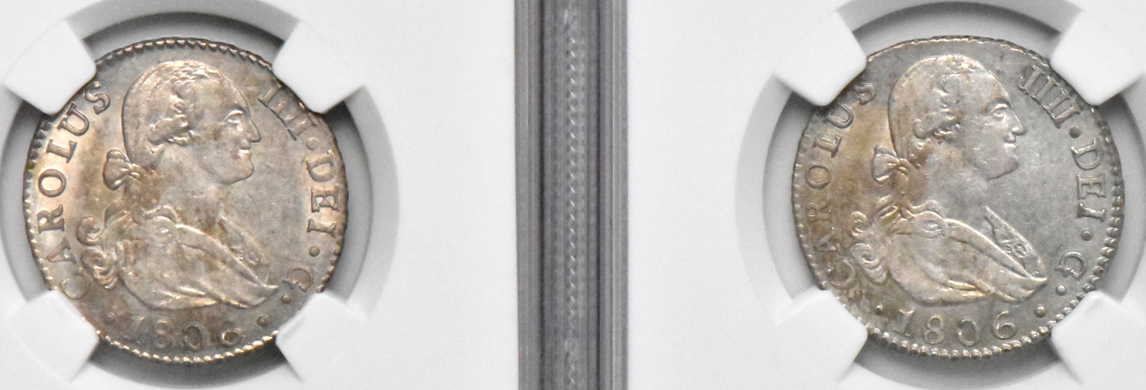 Spain - Four 2 reales, all NGC AU-58