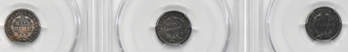 1844 MS-62, 1847 MS-62, and an 1847 MS-64, all PCGS