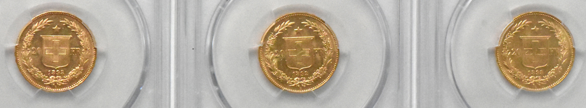Swaziland - Five certified UNC 20 francs certified by PCGS