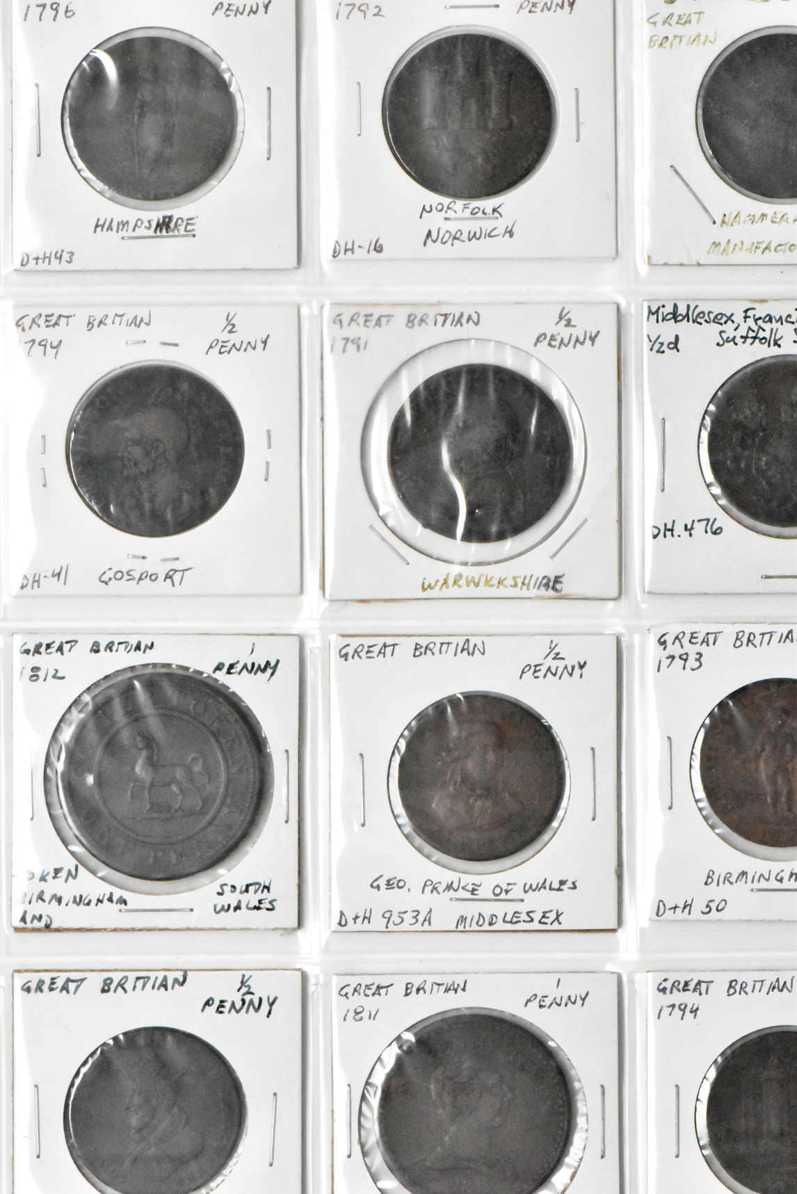 Great Britain - Group of 38 mostly Great Britian 1/2 penny tokens, 1/2 penny pieces, and 1 penny pieces