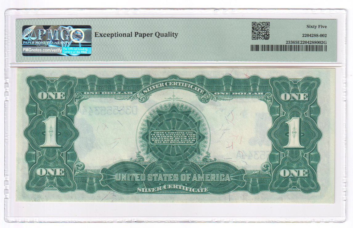Error Currency - 1899 $1 Silver Certificate Fr# 233 Obstructed Printing Error - PMG GemCU-65 EPQ