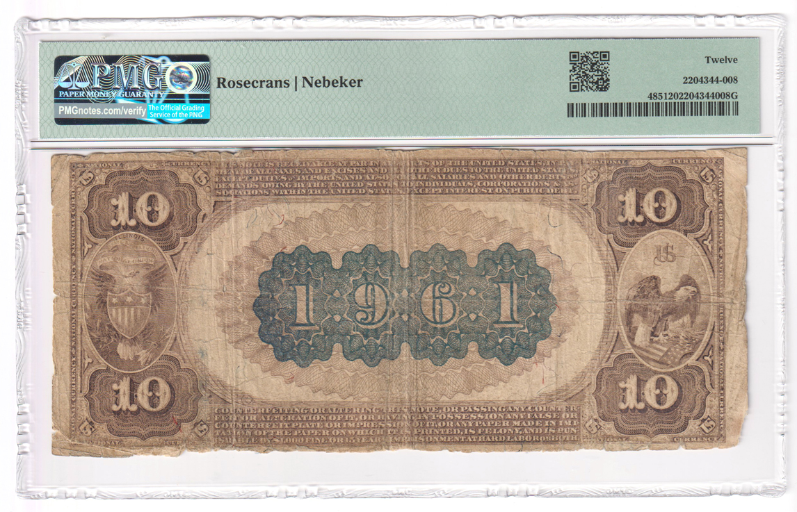 1882 $10 Brown Back - Flora, IL Charter #1961 - PMG F-12