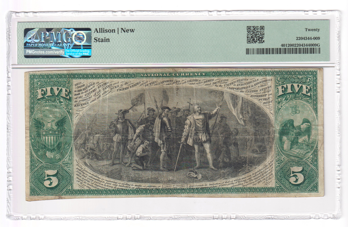 1875 $5 - Flora, IL Charter #1961 - PMG VF-20/stain