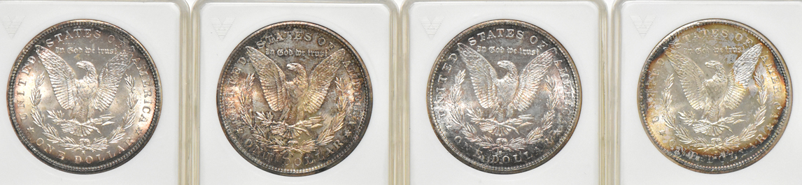 Eight 1881-S MS-63 and one 1887 MS-64, all ANACS