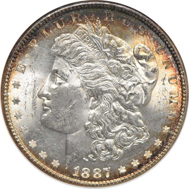 Eight 1881-S MS-63 and one 1887 MS-64, all ANACS
