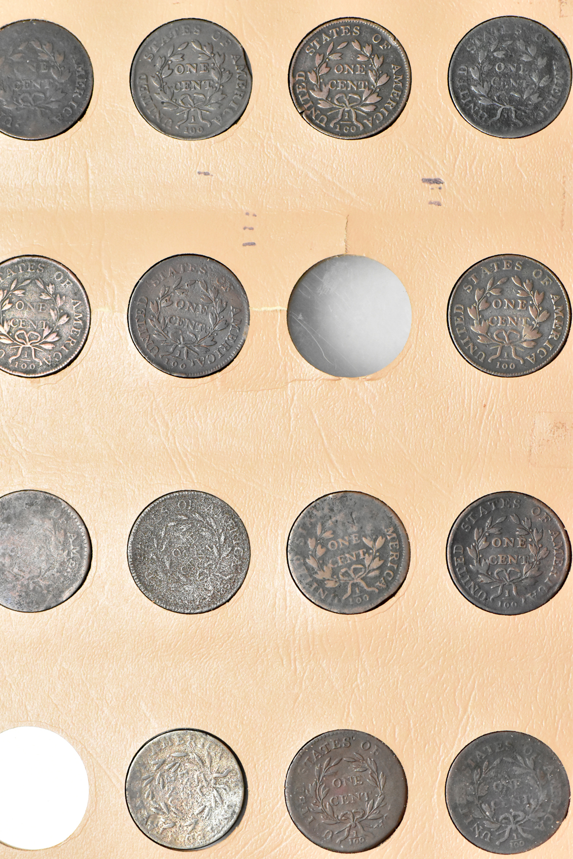Collection of 120 different large cents in a Dansco 7099 album