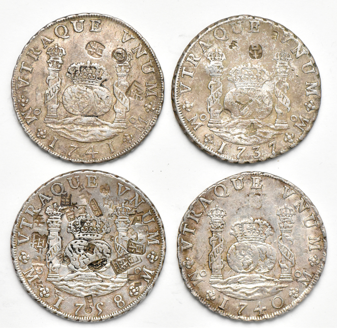 Mexico - Four Spanish Colony 8 reales, three chopmarked