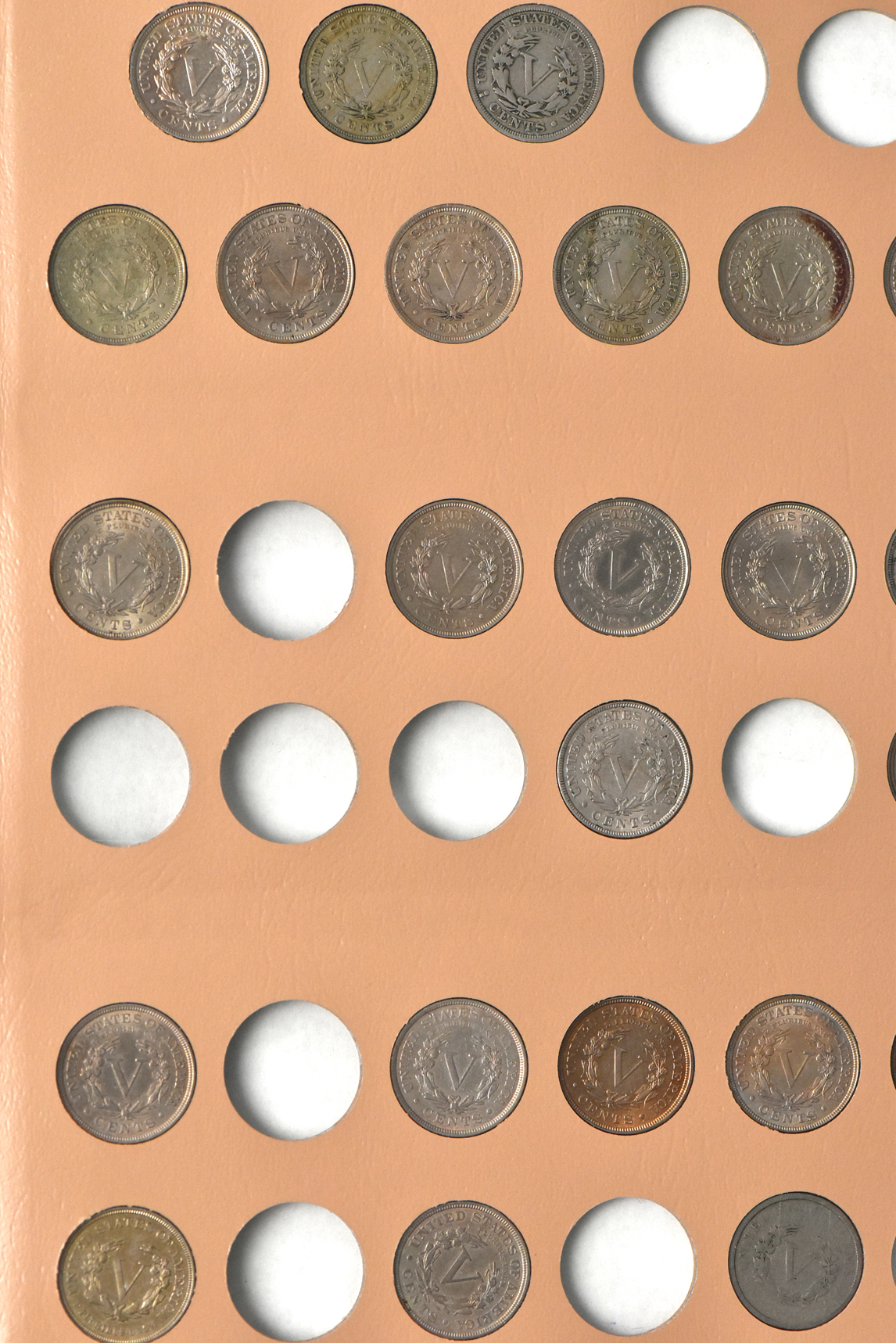 Collection of 24 different Liberty Nickels in a Dansco 7111 album 