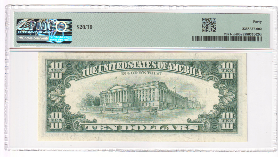 Error Currency - 1974 $20/$10 Dallas FRN Fr# 2071-K Dual Denomination - PMG XF-40