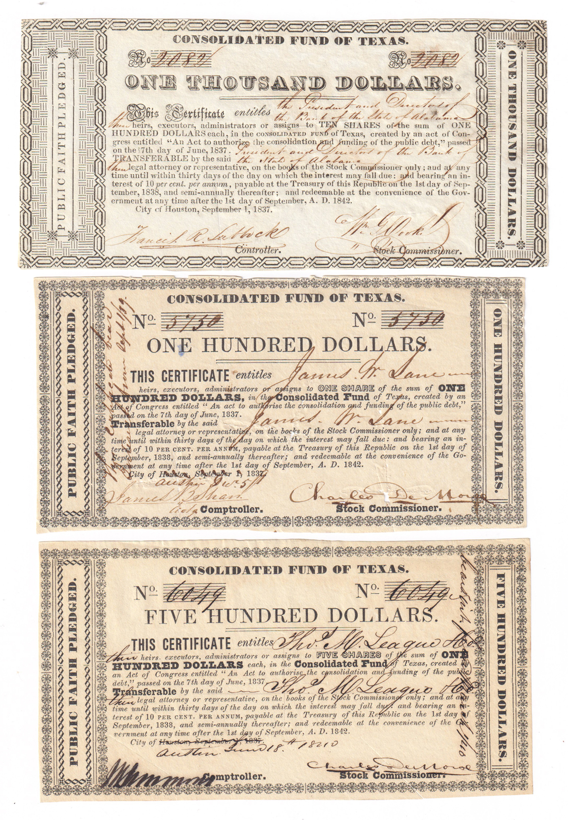Twelve Consolidated Fund of Texas notes