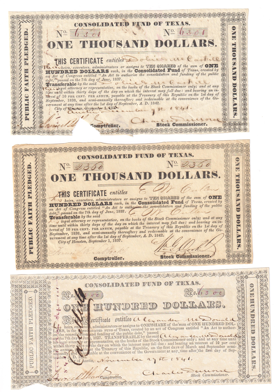 Twelve Consolidated Fund of Texas notes
