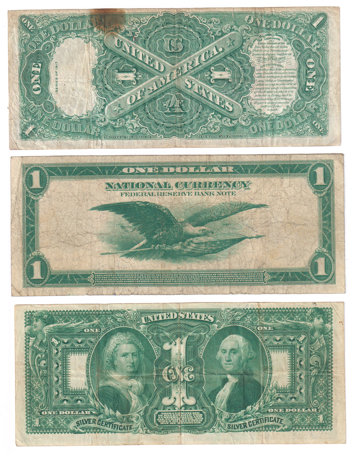 Collection of Large Size notes, Small Size notes, and a few National Bank Notes