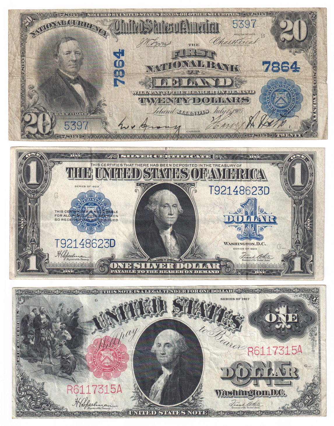 Collection of Large Size notes, Small Size notes, and a few National Bank Notes