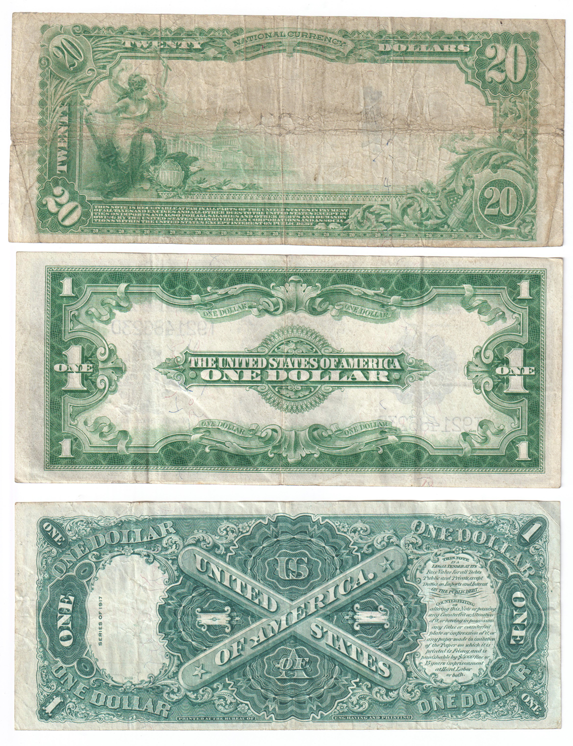 Collection of Large Size notes, Small Size notes, and a few National Bank Notes