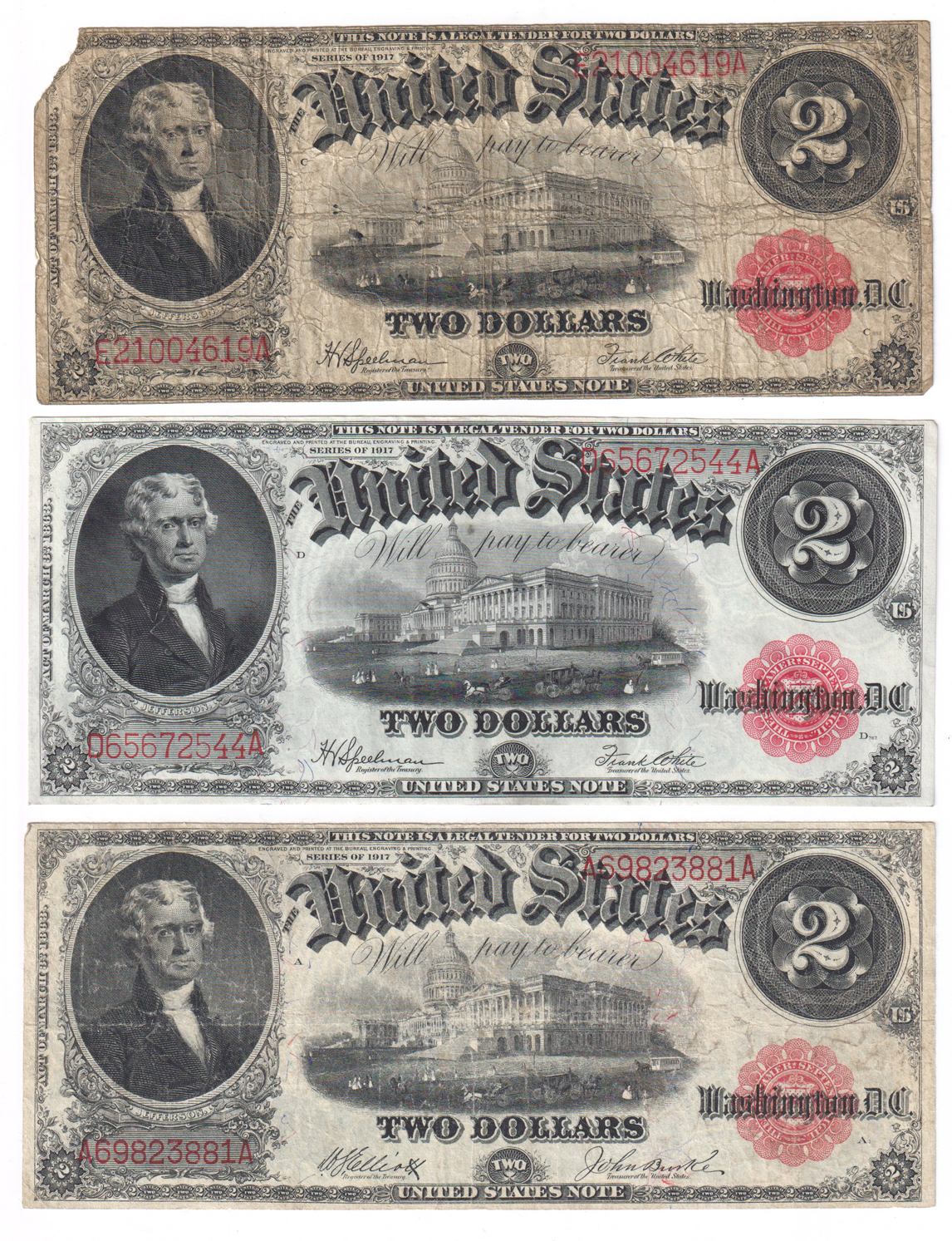 Collection of Large Size notes, Small Size notes, and a few National Bank Notes