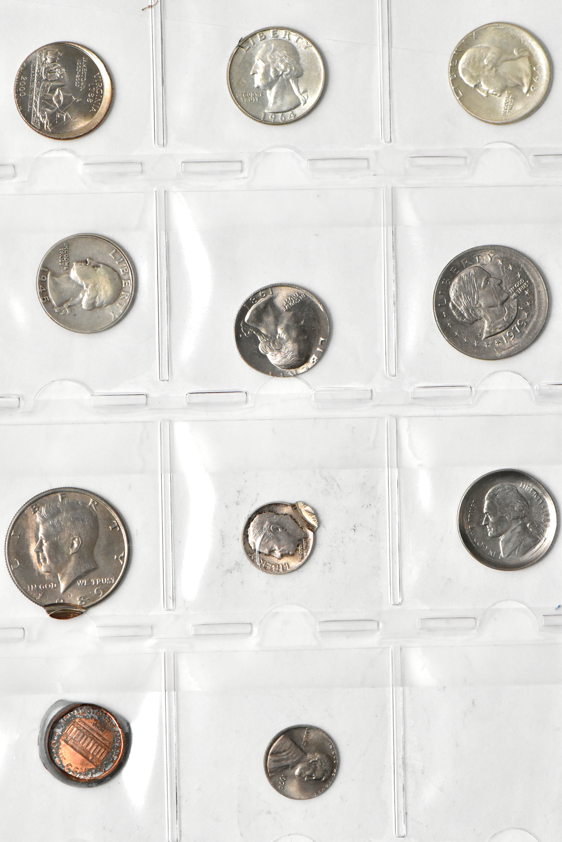 Eighteen U.S. error coins
