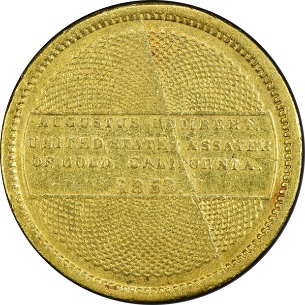 1852/1 $10 Augustus Humbert PCGS VF details/cleaned