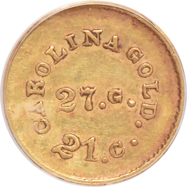 $1 A Bechtler 27 Grains, 21 Carat (Plain Edge) PCGS AU-50