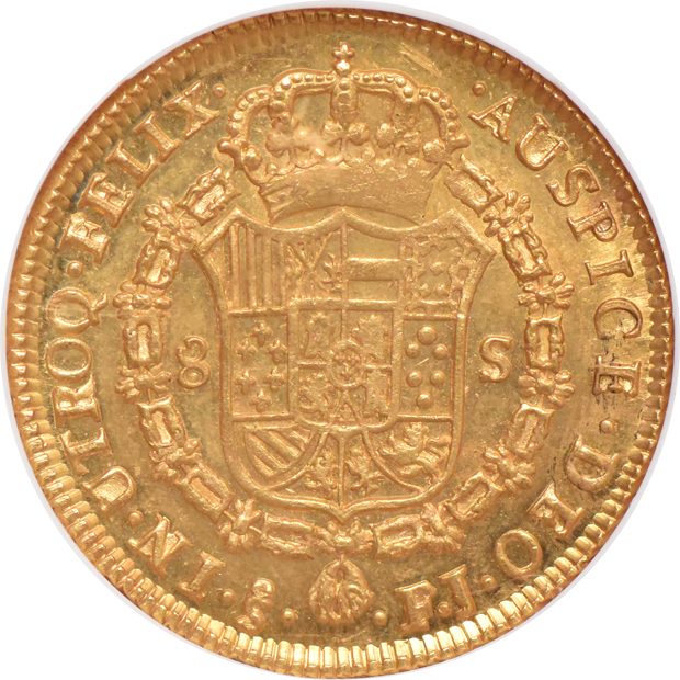 Chile - 1806-SO-FJ 8 escudos - NGC MS-62