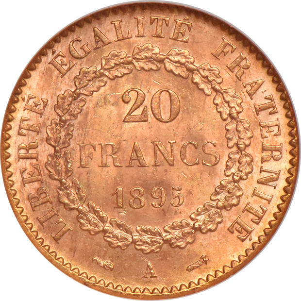 France - 1895-A 20 francs - NGC MS-65