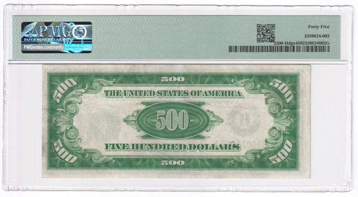 1928 $500 St. Louis Fr# 2200-Hdgs - PMG XF-45