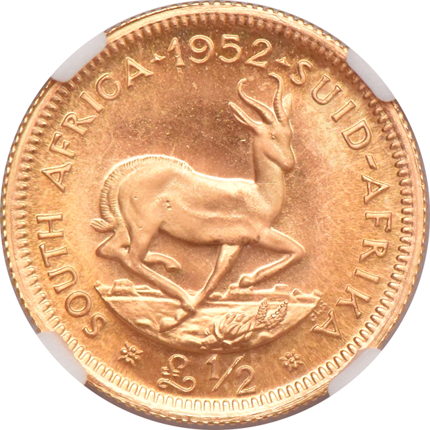 South Africa - 1952 1/2 pound PR-67, and a 1952 pound PR-65, both NGC