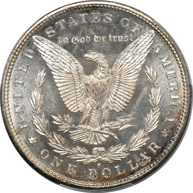 1879-S MS-65PL, 1879-S MS-65+, and an 1882-CC MS-64+, all PCGS