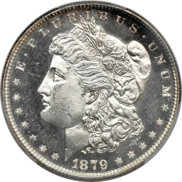 1879-S MS-65PL, 1879-S MS-65+, and an 1882-CC MS-64+, all PCGS