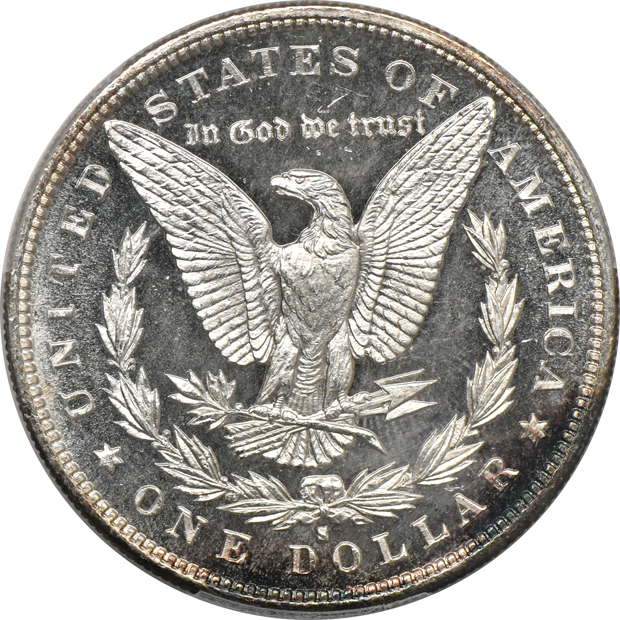 1879-S MS-65PL, 1879-S MS-65+, and an 1882-CC MS-64+, all PCGS