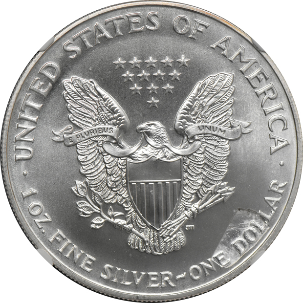 1991 1/4oz gold American Eagle MS-69, and a 1999 1oz silver American Eagle MS-67, both NGC Struck Thru