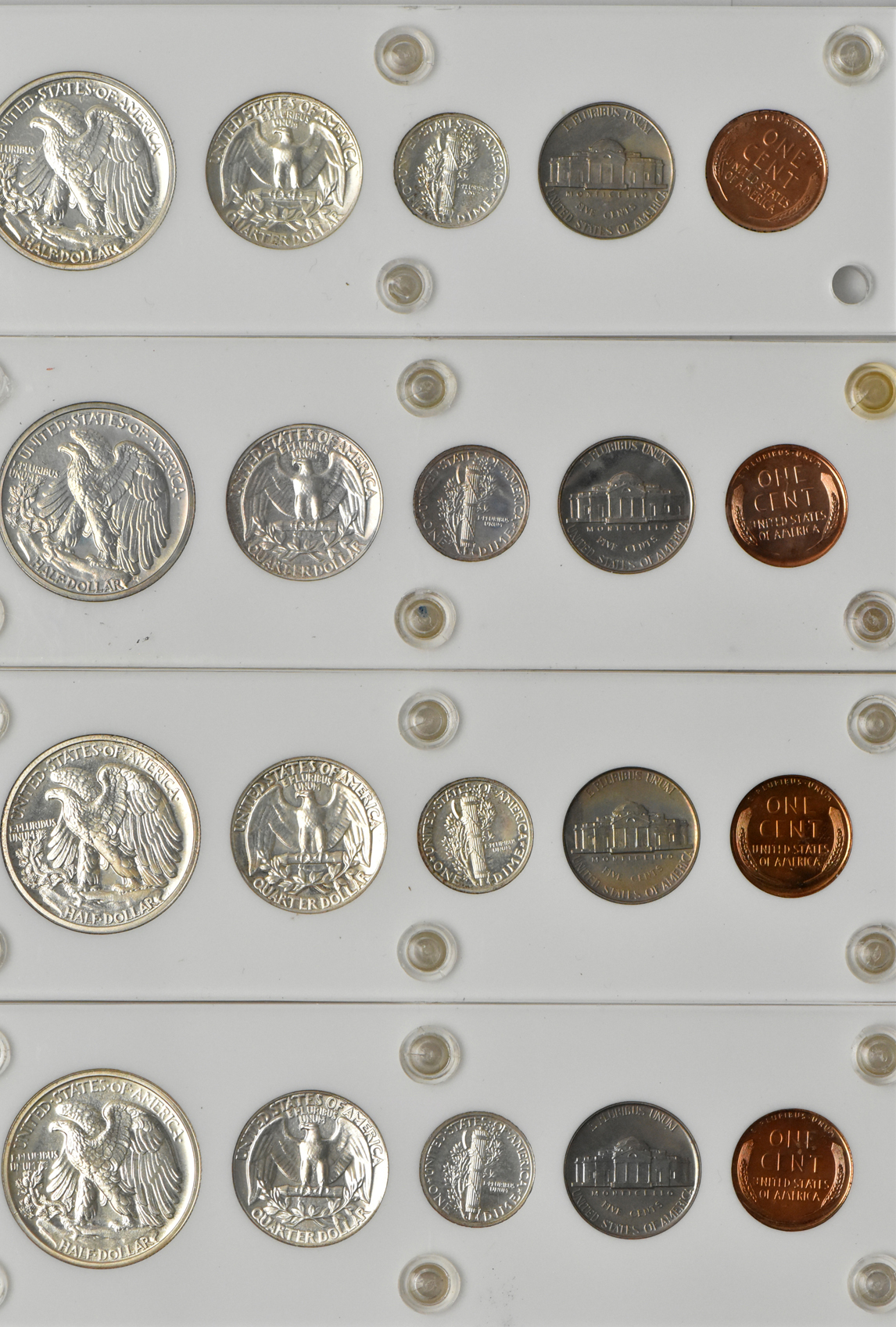 1938, 1939, 1940, 1941, and 1942 Proof Sets in Capital Plastics holders