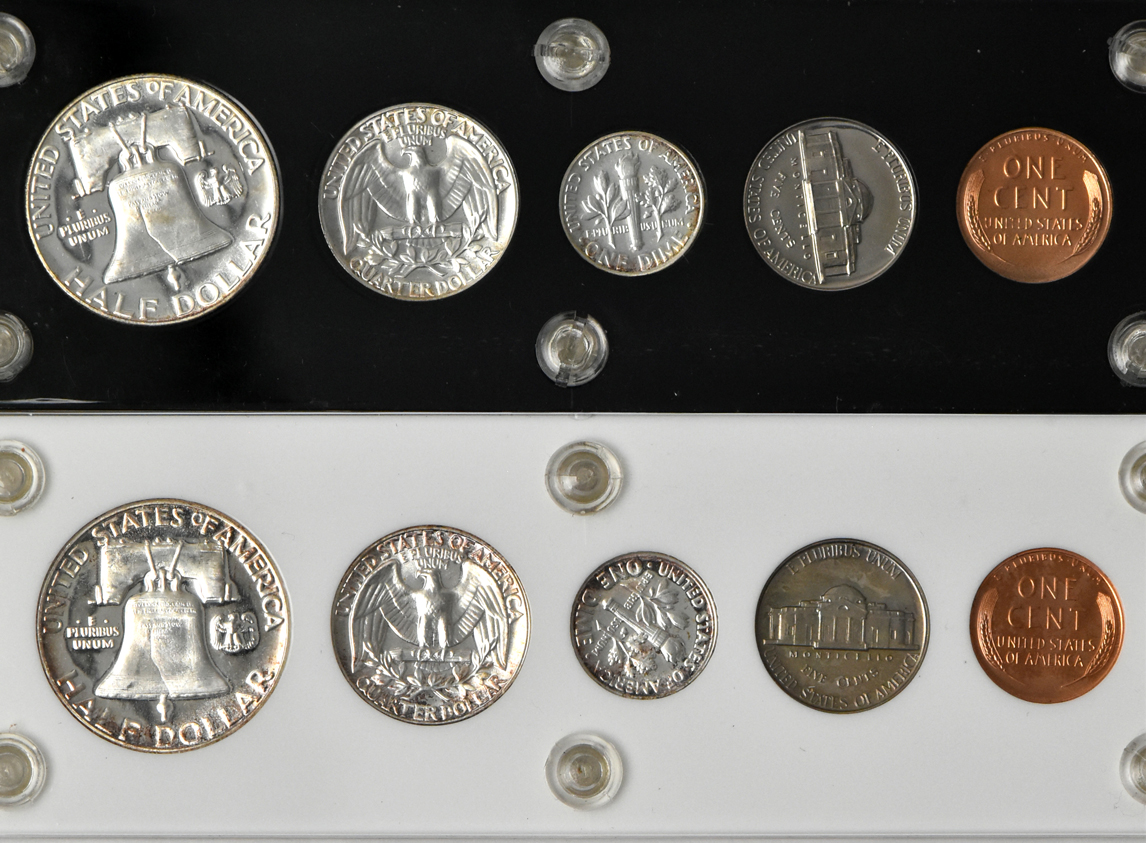 1950, 1951, 1952, 1953, 1954, and 1955 Proof Sets in Capital Plastics holders