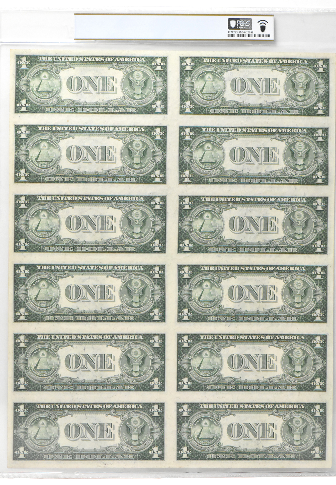 Uncut Sheet of twelve 1935-D $1 Fr# 1613N - PCGS AU-55