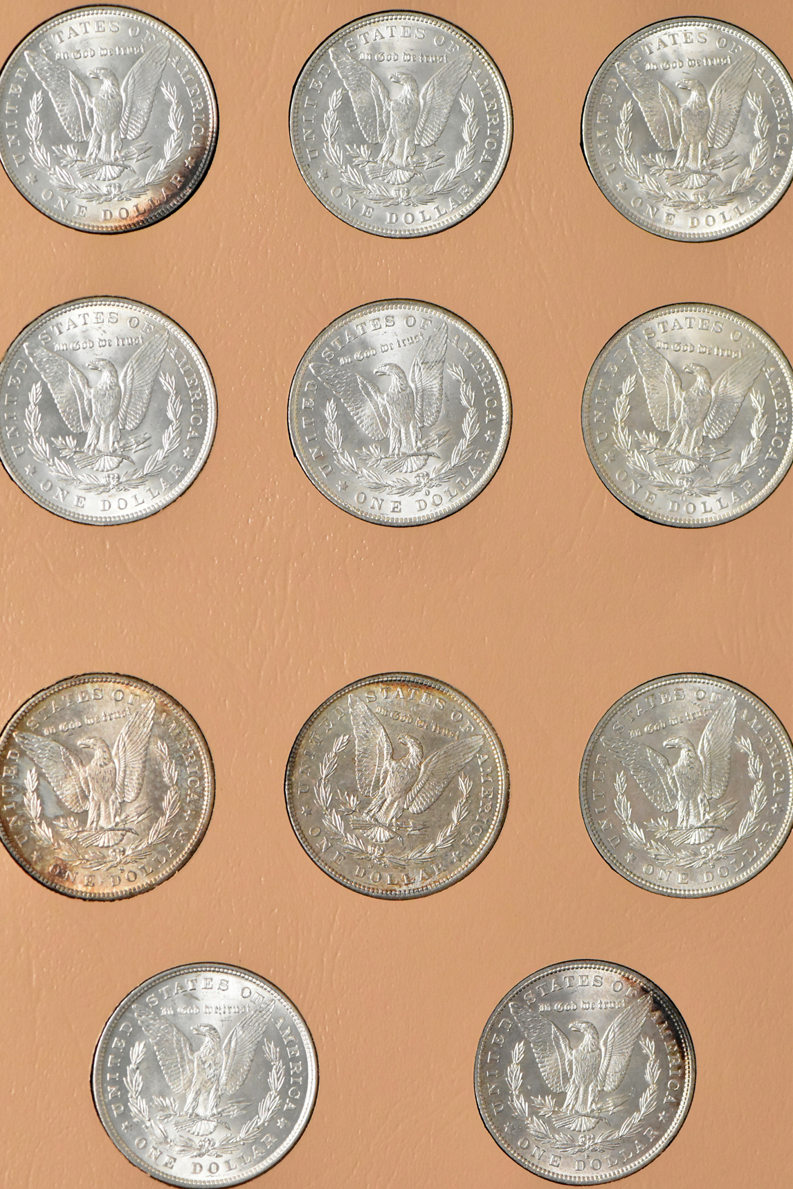 Complete 32 coin Morgan dollar date set in a Dansco 7171 album