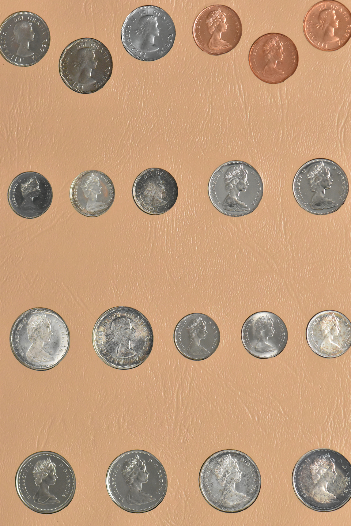 Canada - Forty-three coin Elizabeth II type set in a Dansco album