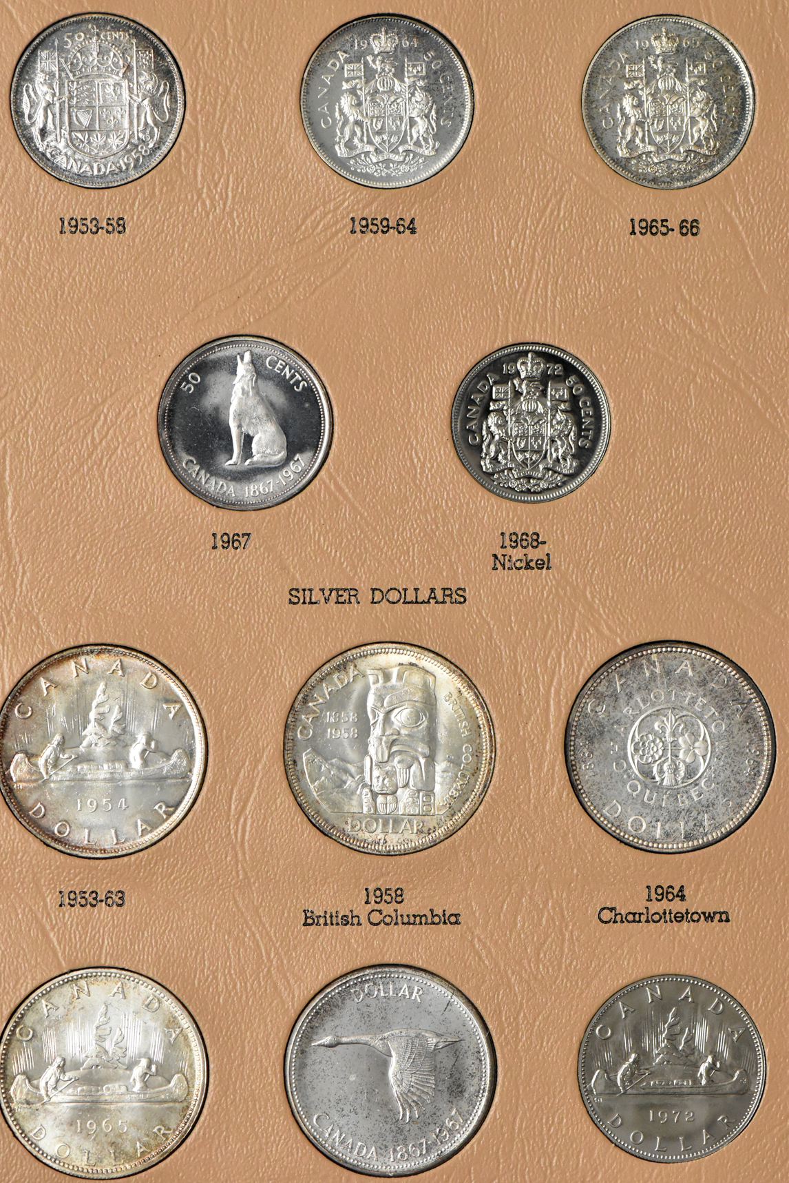 Canada - Forty-three coin Elizabeth II type set in a Dansco album