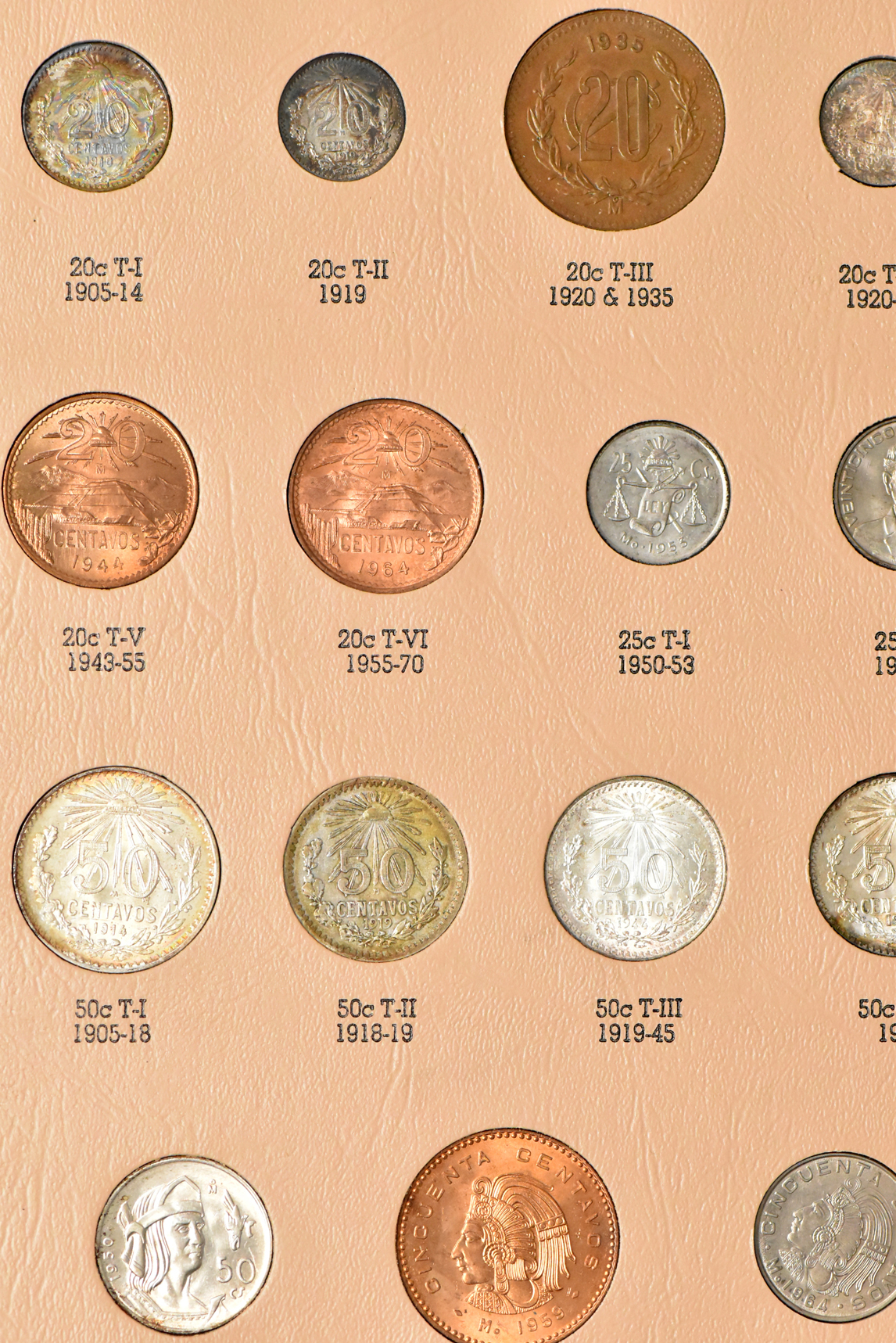 Mexico - Complete 106 type set through 1972 in a Dansco album