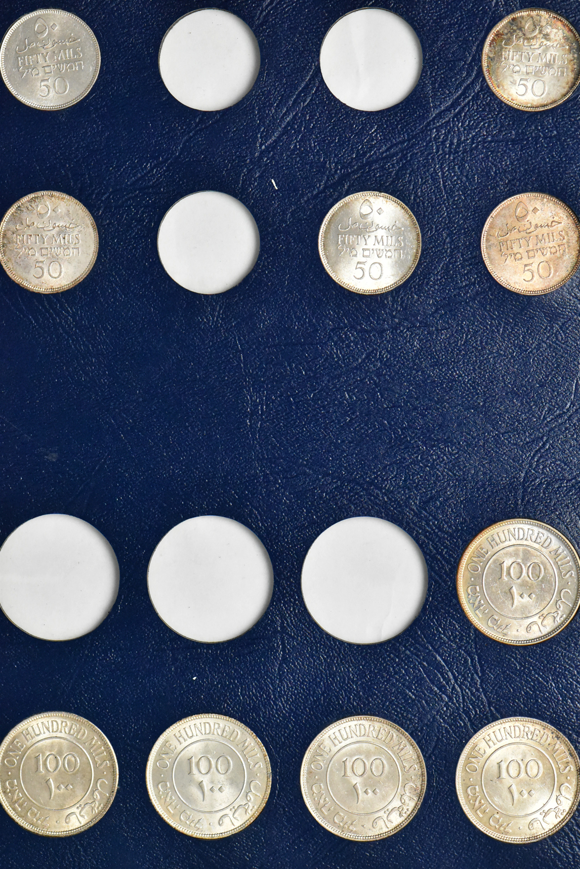 Palestine - Collection of 42 British Mandate Coins in a blue Dansco P-100 album