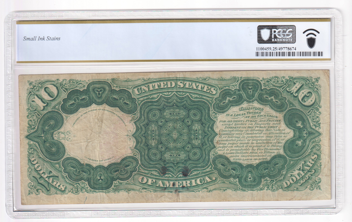1880 $10 Fr# 105 - PCGS VF-25/small ink stains