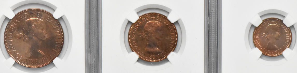 Great Britain - Group of ten 1953 coins certified by NGC