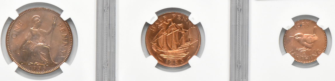 Great Britain - Group of ten 1953 coins certified by NGC
