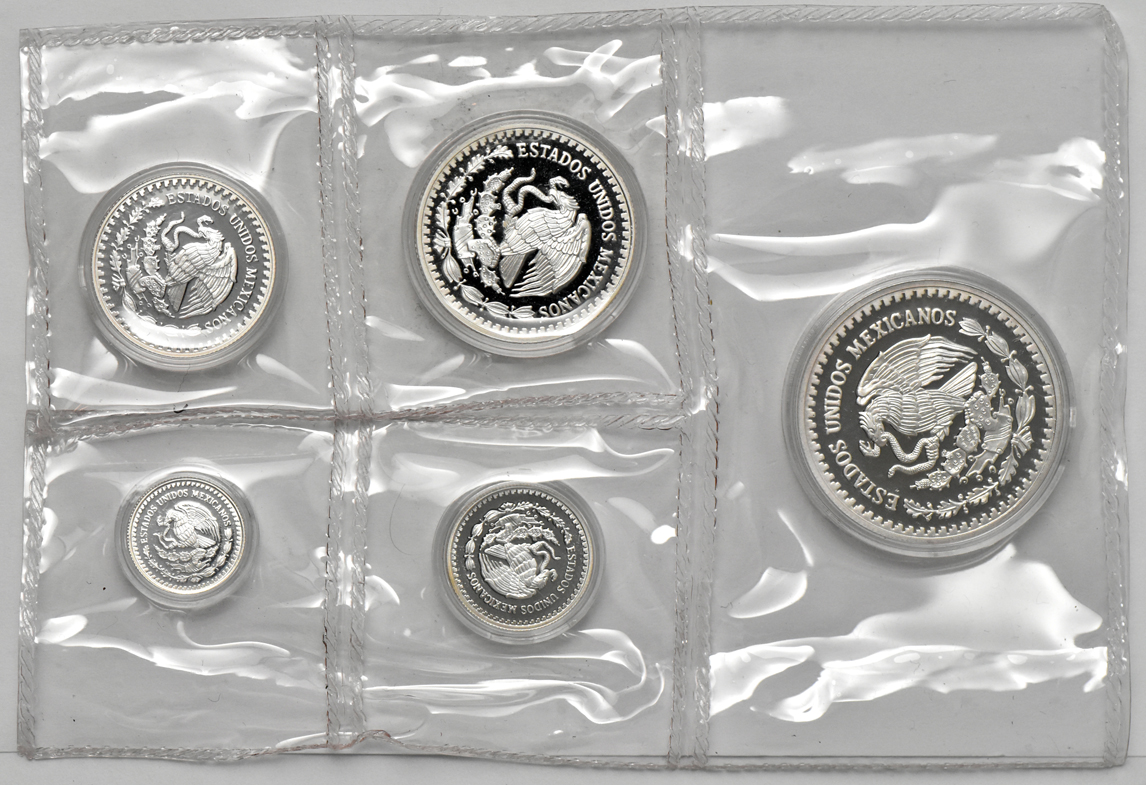 Mexico - 1992, 1993, and 1994 Proof Libertad sets with their original case, certificate, and zipper bag