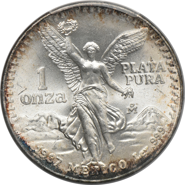 Mexico - One 1982 and two 1987-Mo DDO 1 onza - MS-64, MS-65, and MS-66, all PCGS
